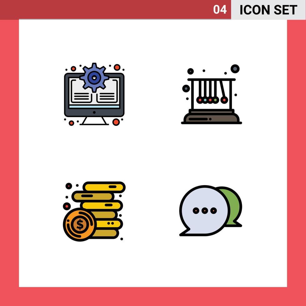 reeks van 4 modern ui pictogrammen symbolen tekens voor uitrusting inkomen bijwerken fysica munten bewerkbare vector ontwerp elementen