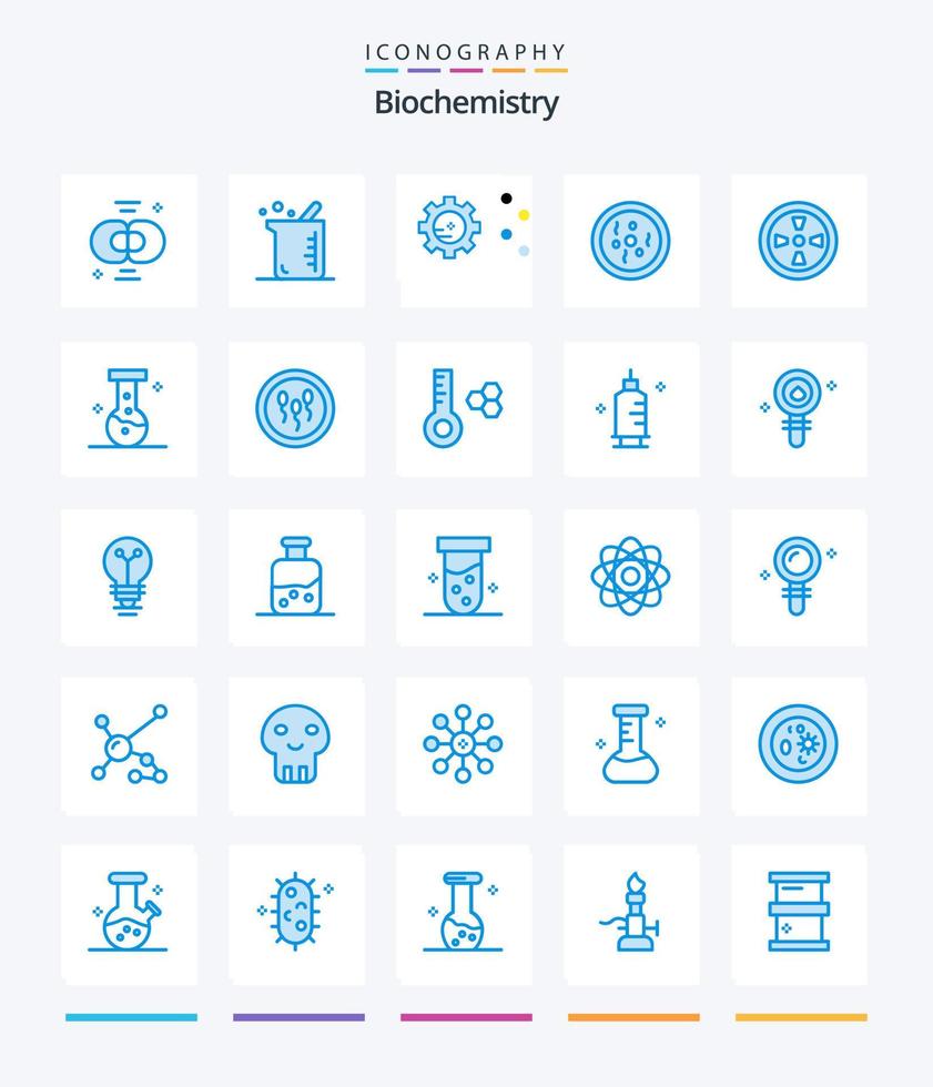 creatief biochemie 25 blauw icoon pak zo net zo turbine. wetenschap. chemie. petri. chemie vector