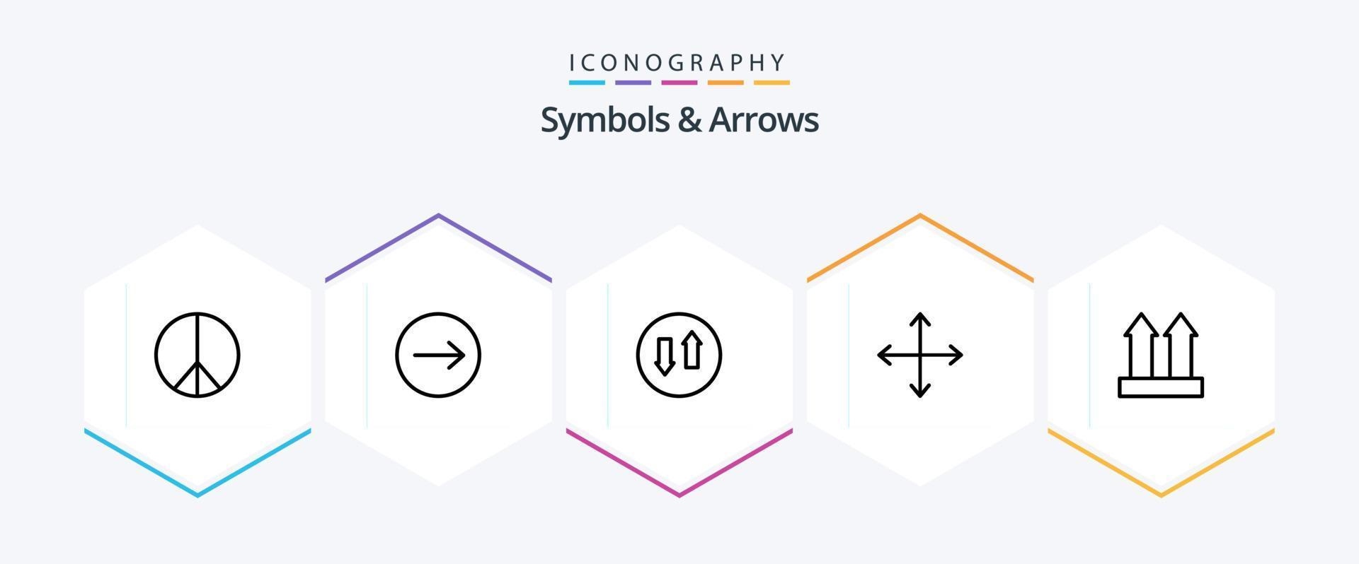symbolen en pijlen 25 lijn icoon pak inclusief omhoog. Verzenden. streamen. pijlen. navigatie vector