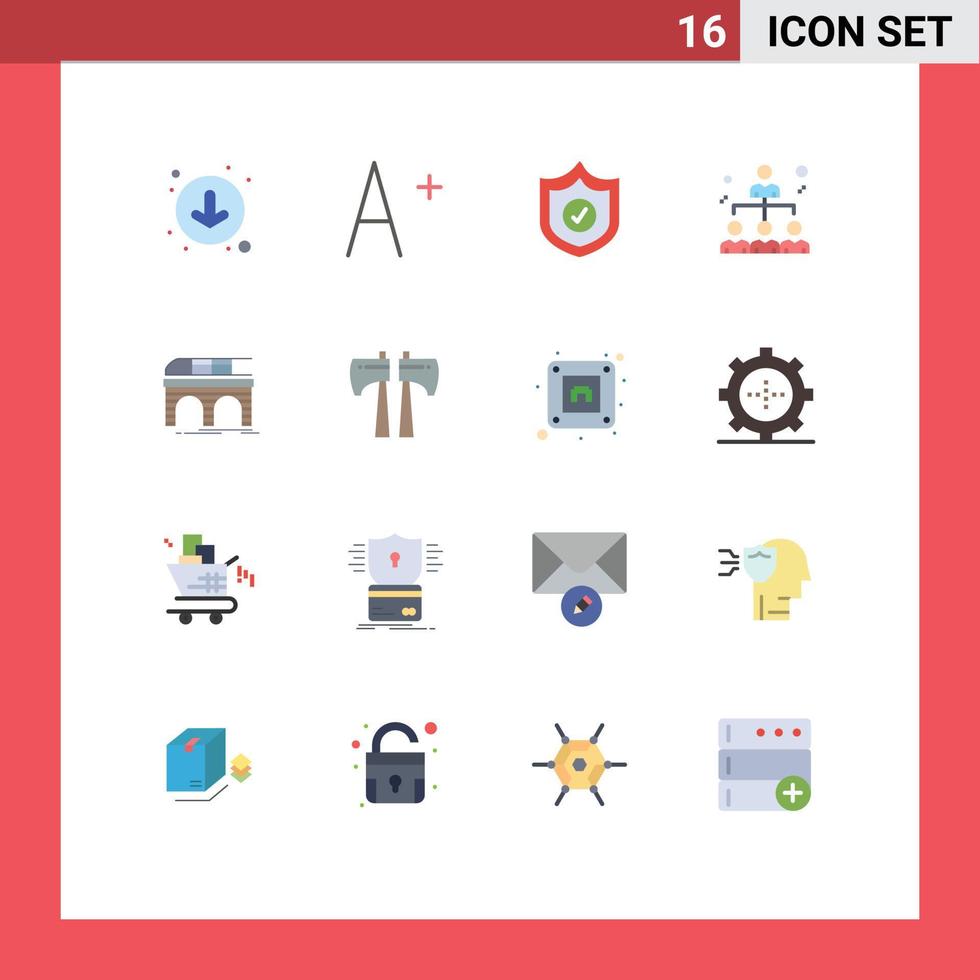 16 thematisch vector vlak kleuren en bewerkbare symbolen van bijl trein bedrijf spoorweg metro bewerkbare pak van creatief vector ontwerp elementen