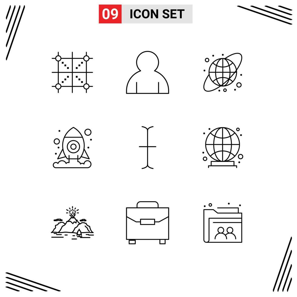 reeks van 9 modern ui pictogrammen symbolen tekens voor wereldbol invoer circulaire cursor shuttle bewerkbare vector ontwerp elementen