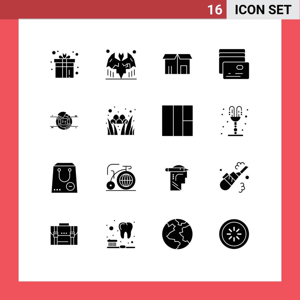 universeel icoon symbolen groep van 16 modern solide glyphs van tabel betalen nacht geld boodschappen doen bewerkbare vector ontwerp elementen