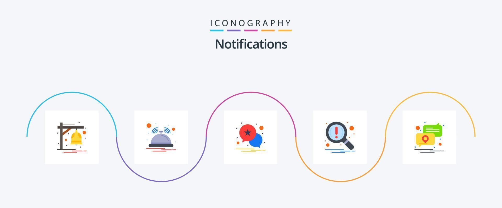 meldingen vlak 5 icoon pak inclusief pin. plaats. kennisgeving. zoeken. vergrootglas vector