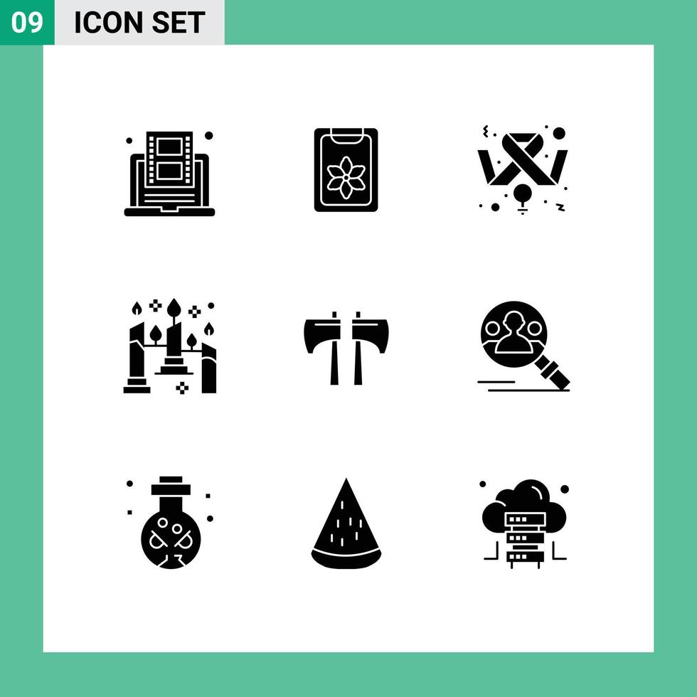 9 creatief pictogrammen modern tekens en symbolen van bijl vlam klem kaarsen feminisme bewerkbare vector ontwerp elementen