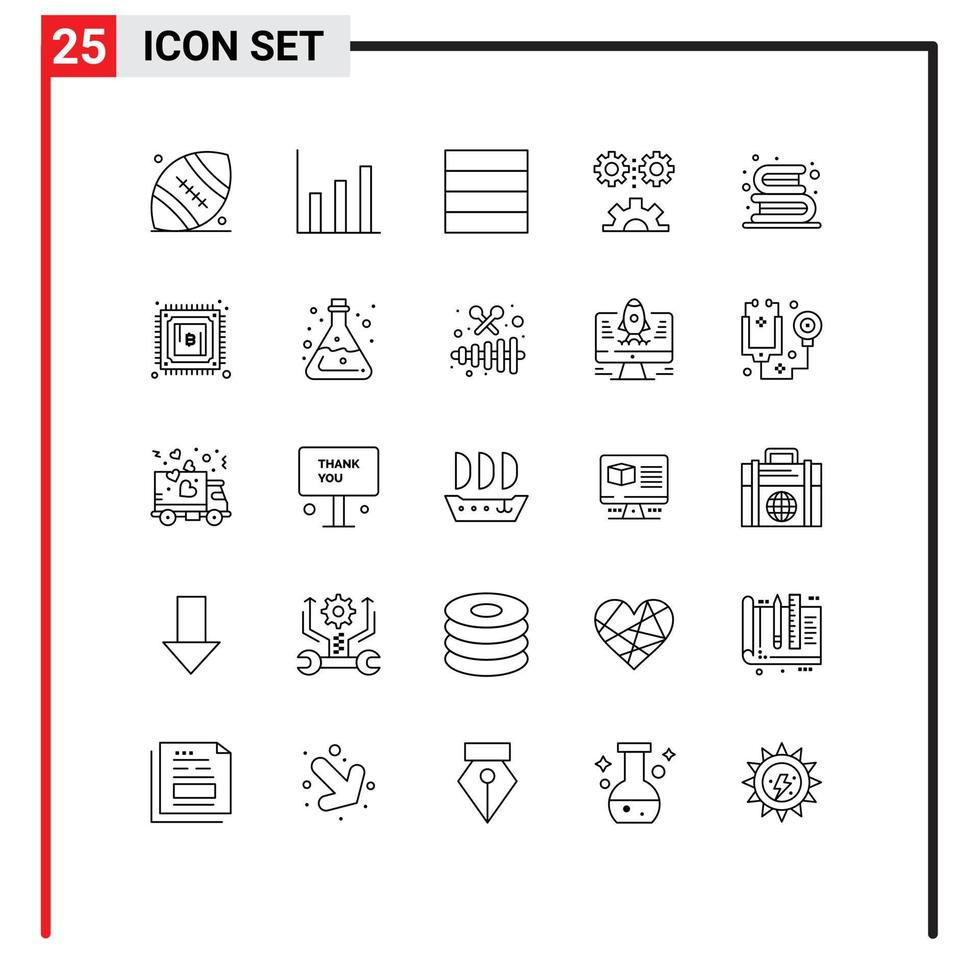 voorraad vector icoon pak van 25 lijn tekens en symbolen voor bibliotheek boeken wireframe terug naar school- mechanisatie bewerkbare vector ontwerp elementen
