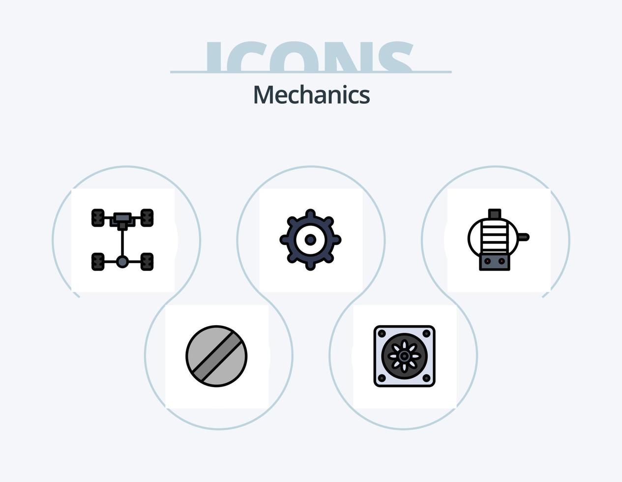 mechanica lijn gevulde icoon pak 5 icoon ontwerp. . chassis. avatar. auto. onderhoud vector