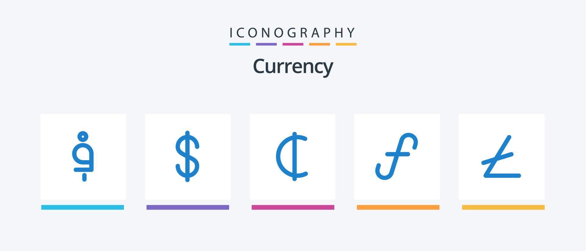 valuta blauw 5 icoon pak inclusief . blockchain. Ghanese. lite munt. bank. creatief pictogrammen ontwerp vector