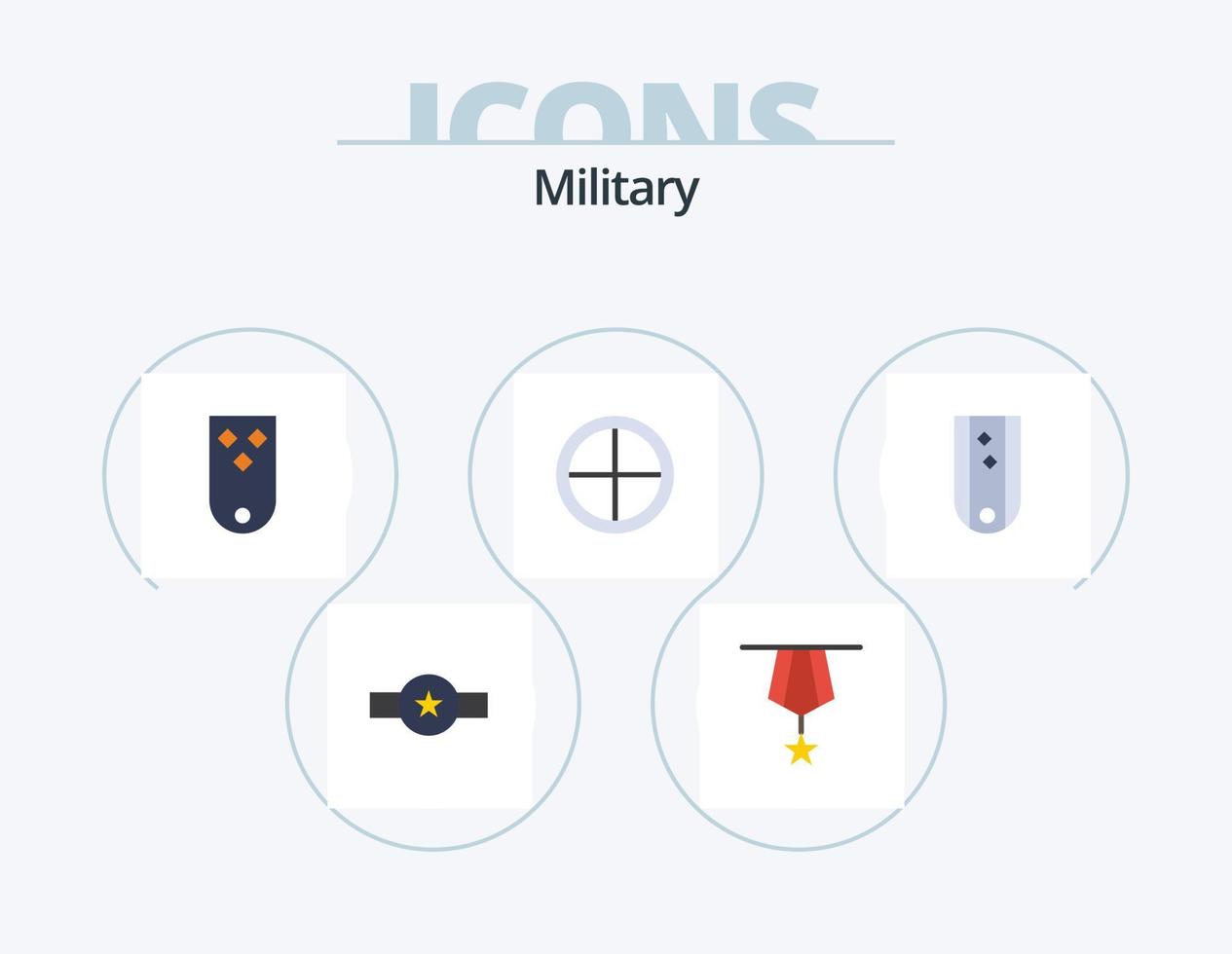 leger vlak icoon pak 5 icoon ontwerp. leger. leger. medaille. drie. leger vector