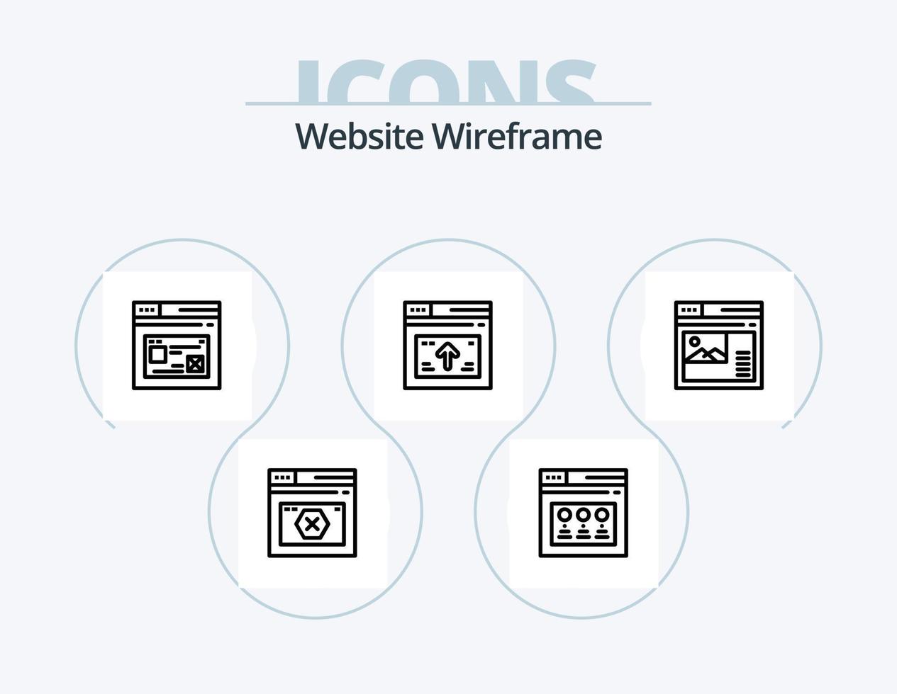 website wireframe lijn icoon pak 5 icoon ontwerp. web. internetten. website. afbeelding. web vector