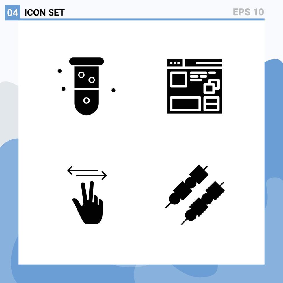 pictogram reeks van 4 gemakkelijk solide glyphs van biochemie venster chemie internet hand- bewerkbare vector ontwerp elementen