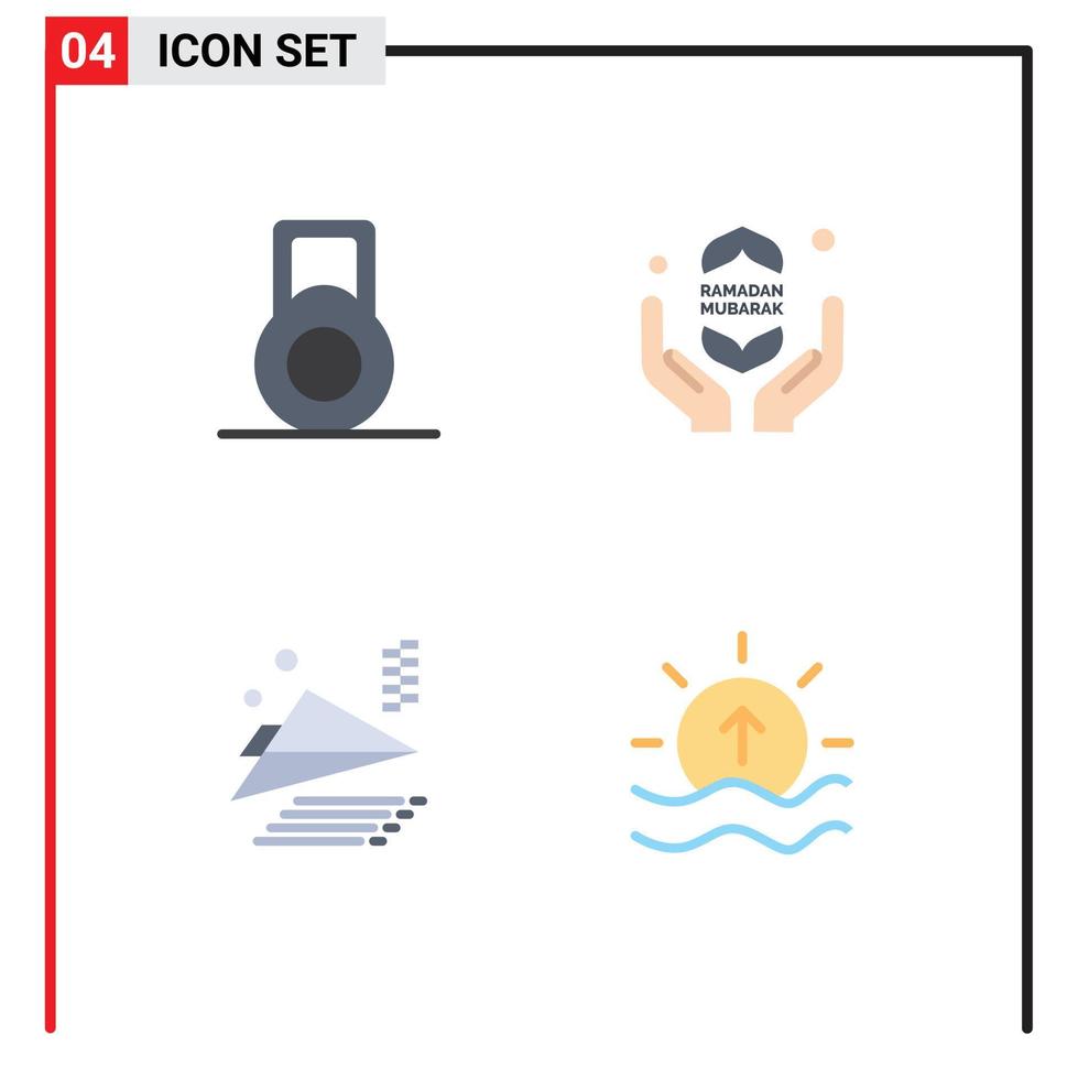 voorraad vector icoon pak van 4 lijn tekens en symbolen voor halter rivier- Ramadhan papier vlak schijnen bewerkbare vector ontwerp elementen