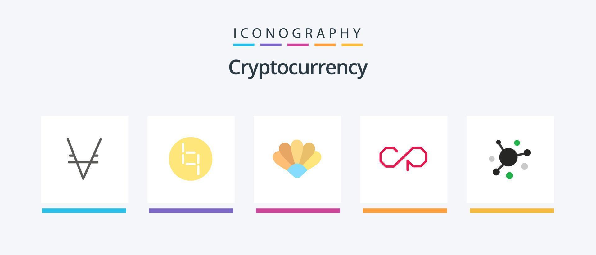 cryptogeld vlak 5 icoon pak inclusief munt. crypto munteenheid. mosselen. cryptovaluta. tegenpartij. creatief pictogrammen ontwerp vector