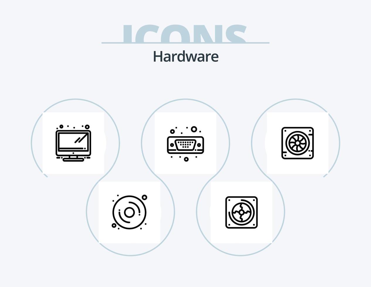 hardware lijn icoon pak 5 icoon ontwerp. hardware. laptop. Aan uit. hardware. schakelaar vector