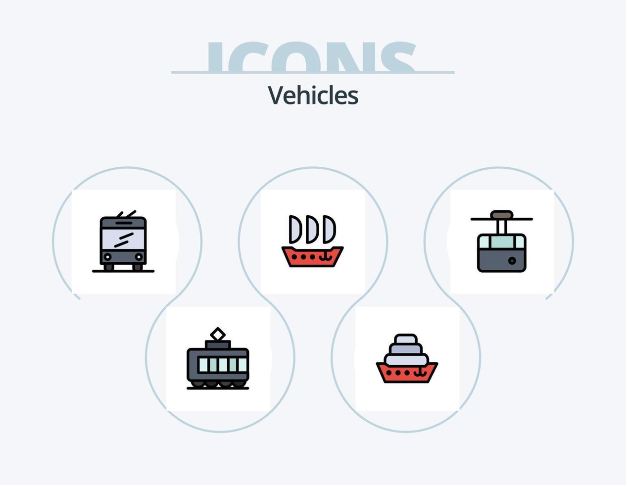 voertuigen lijn gevulde icoon pak 5 icoon ontwerp. . schip. voertuigen. voering. vervoer vector