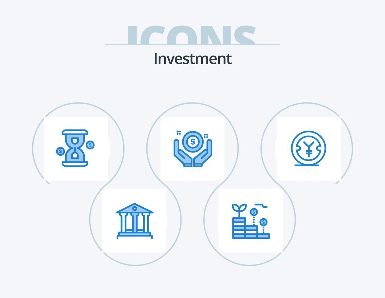 investering blauw icoon pak 5 icoon ontwerp. financiën. hand. glas. geld. bedrijf vector