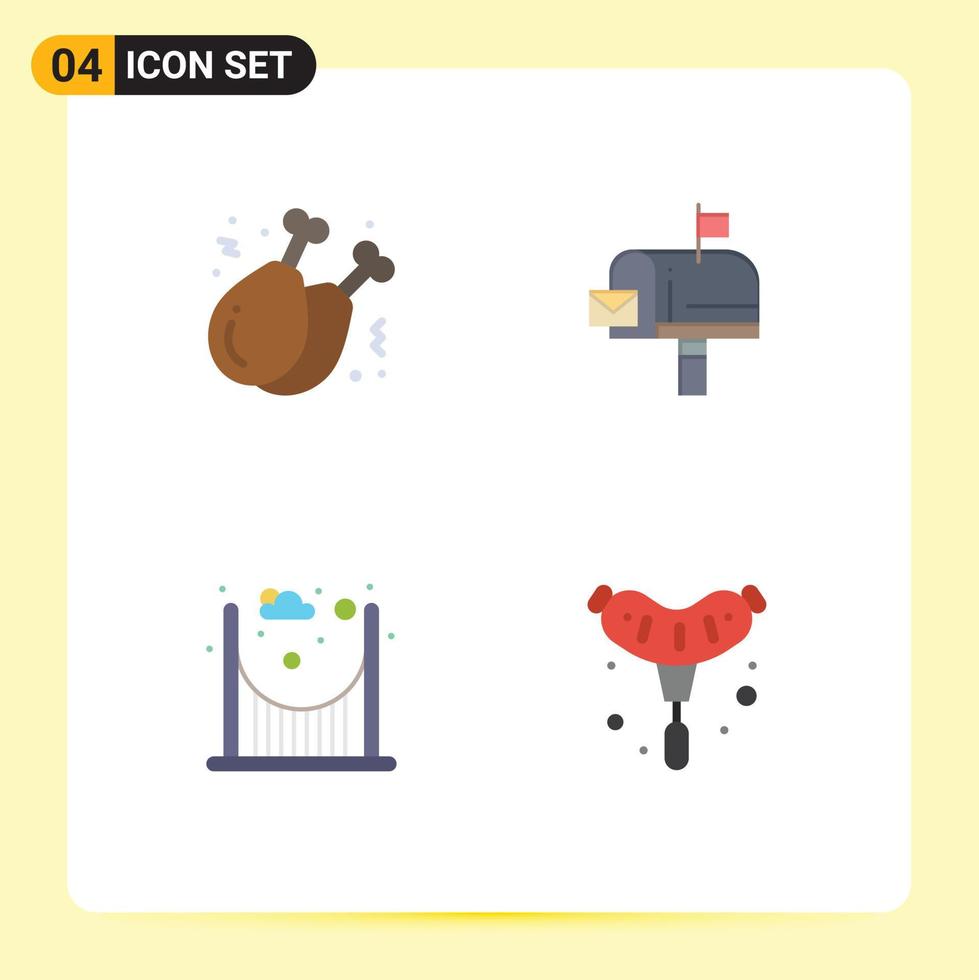 pictogram reeks van 4 gemakkelijk vlak pictogrammen van kip been parken been bericht bbq bewerkbare vector ontwerp elementen