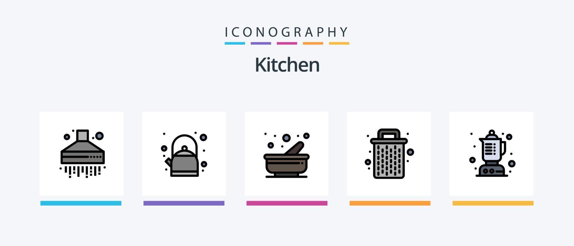 keuken lijn gevulde 5 icoon pak inclusief . maaltijd. gas. keuken. keuken. creatief pictogrammen ontwerp vector