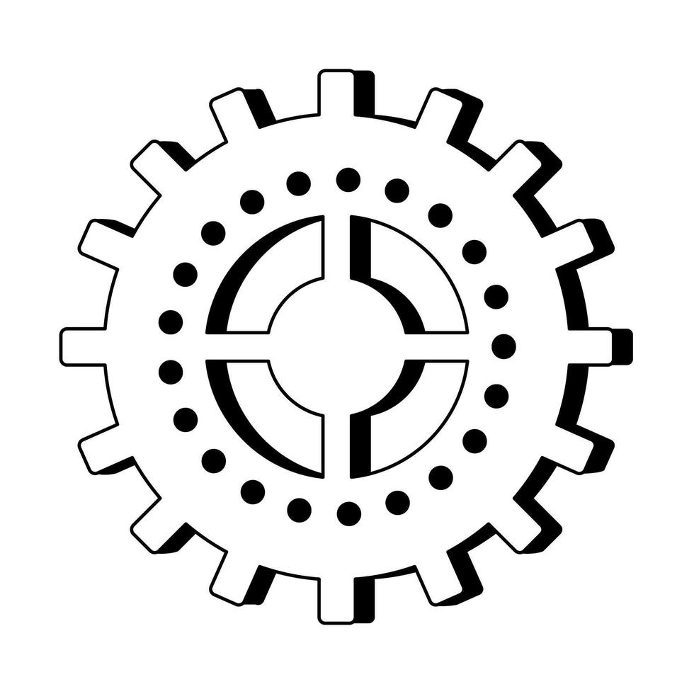 versnelling machines symbool geïsoleerde cartoon in zwart en wit vector