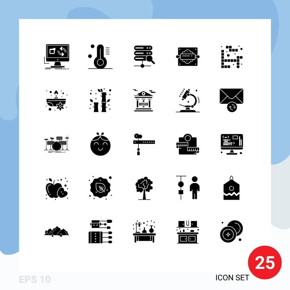 pictogram reeks van 25 gemakkelijk solide glyphs van Speel Tetris web brood rollend pin bakken bewerkbare vector ontwerp elementen