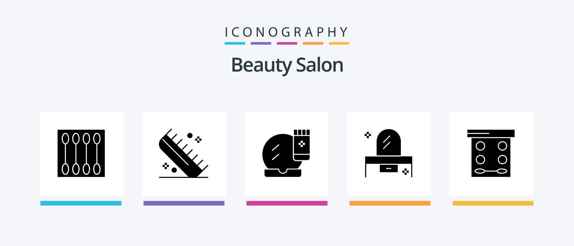 schoonheid salon glyph 5 icoon pak inclusief lade. schoonheid. kappers. bedenken baseren. gezicht verzinnen. creatief pictogrammen ontwerp vector