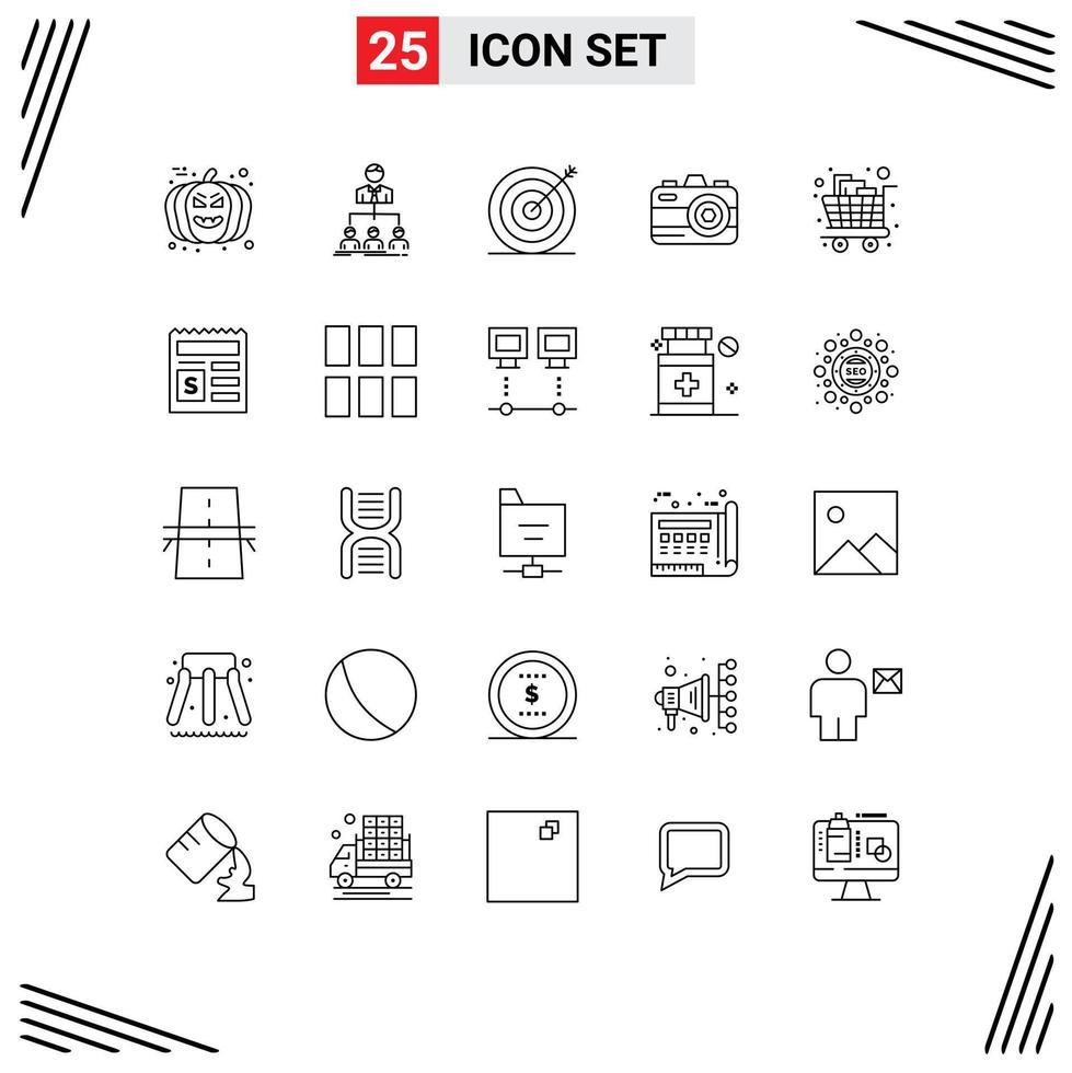 reeks van 25 modern ui pictogrammen symbolen tekens voor vol zomer bedrijf foto doelwit bewerkbare vector ontwerp elementen