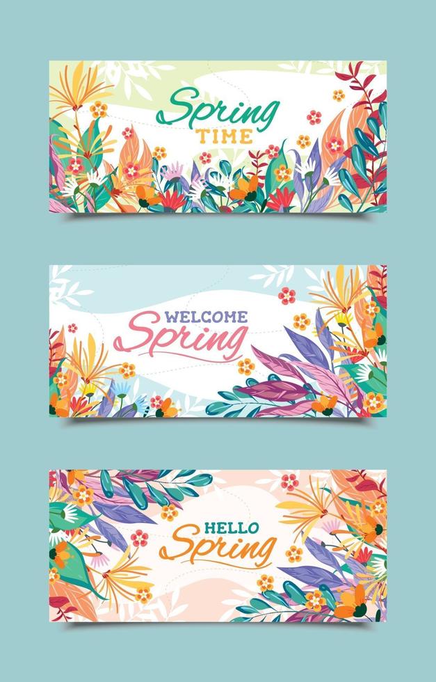 kleurrijke lente banner sjablonen vector