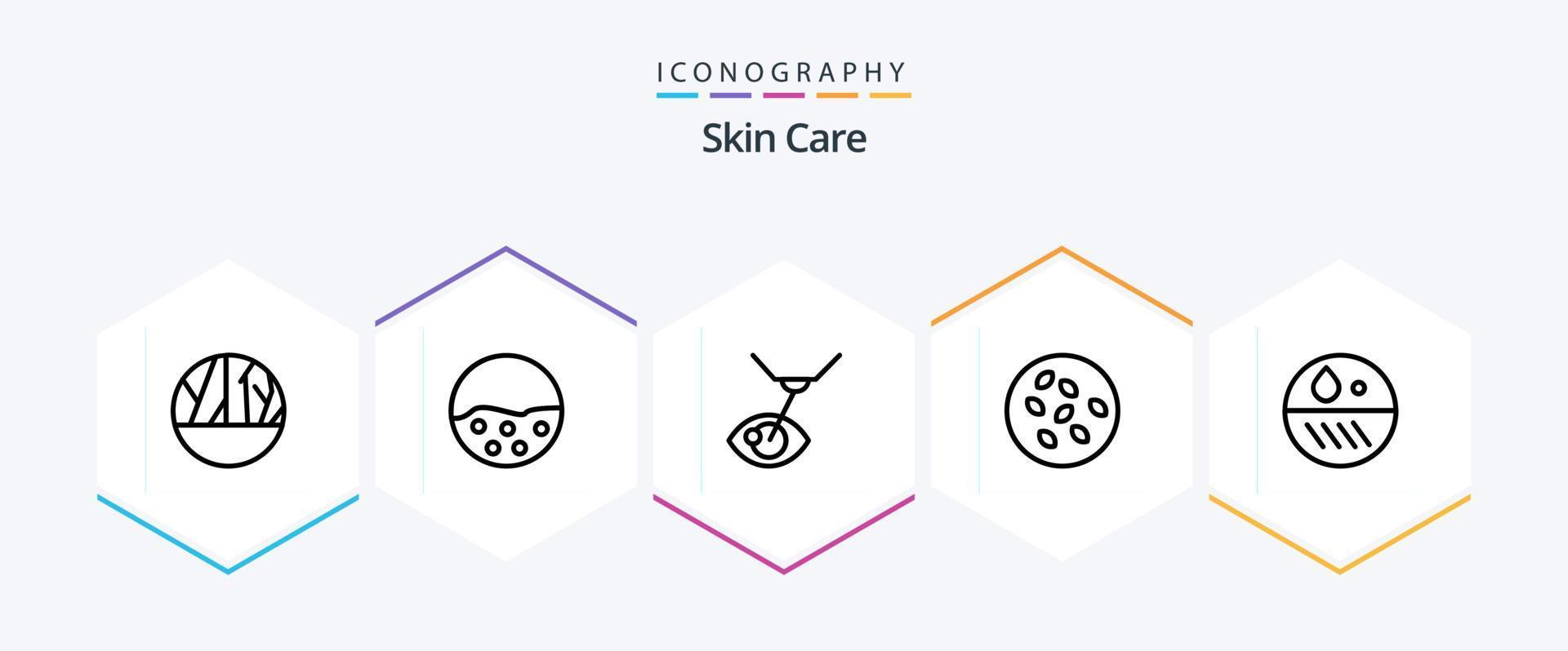 huid 25 lijn icoon pak inclusief dermatoloog. sesam zaden. huid bescherming. sesam. lasik vector