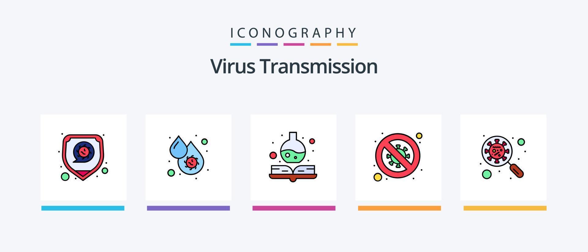 virus transmissie lijn gevulde 5 icoon pak inclusief ziekte. bloed. geneeskunde boek. handboek. creatief pictogrammen ontwerp vector