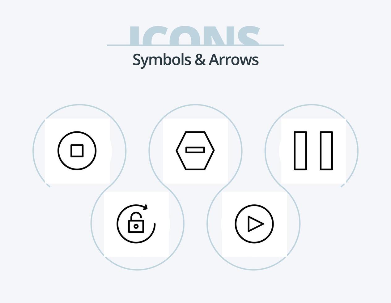 symbolen en pijlen lijn icoon pak 5 icoon ontwerp. . verbieden. . met de klok mee vector