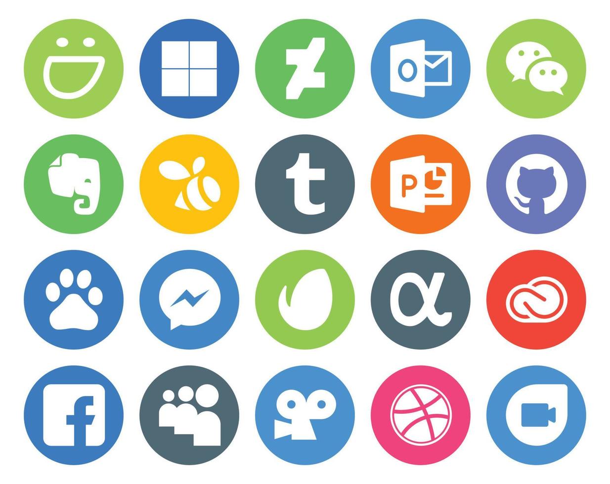 20 sociaal media icoon pak inclusief Adobe creatief wolk tumblr app netto boodschapper vector