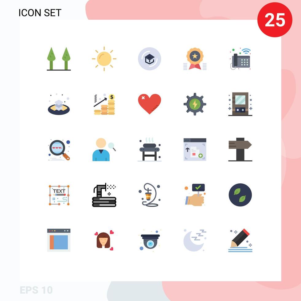 bewerkbare vector lijn pak van 25 gemakkelijk vlak kleuren van telefoon vaste telefoon aan het leren lint insigne bewerkbare vector ontwerp elementen
