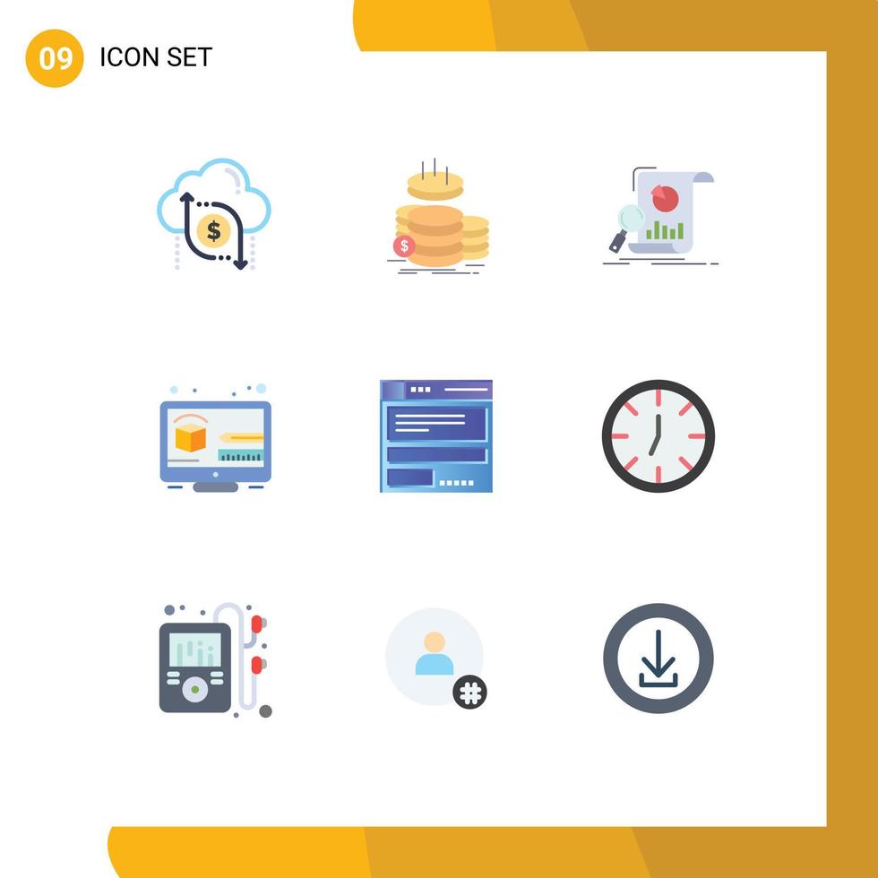 9 thematisch vector vlak kleuren en bewerkbare symbolen van digitaal creatief inkomen Onderzoek bedrijf bewerkbare vector ontwerp elementen