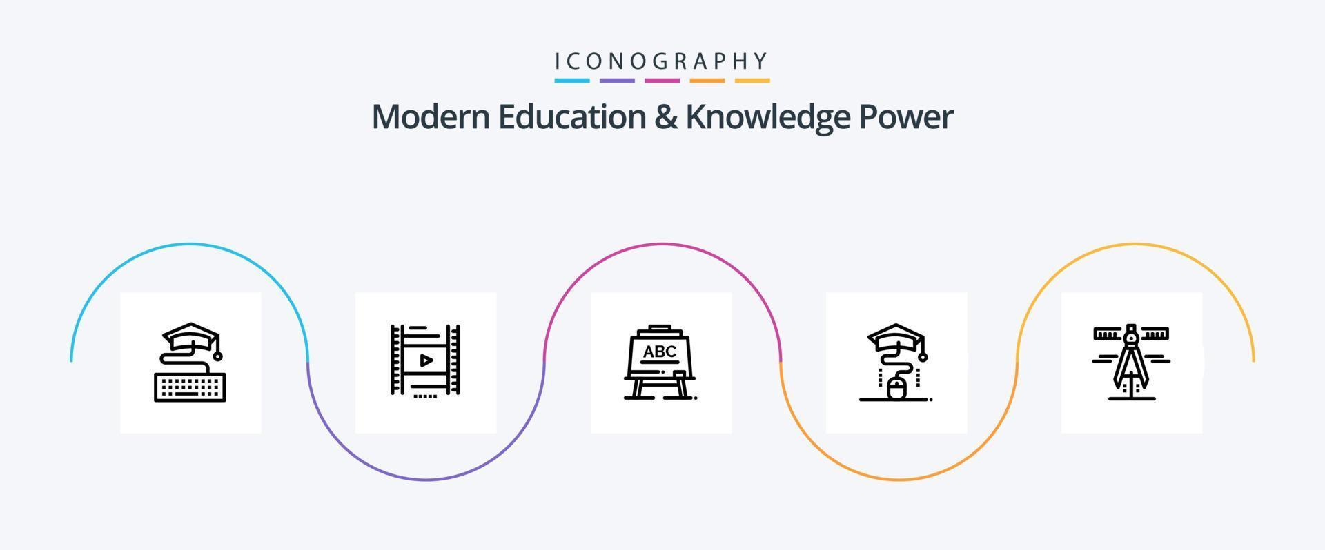 modern onderwijs en kennis macht lijn 5 icoon pak inclusief geometrie. onderwijs. leren. online. muis vector
