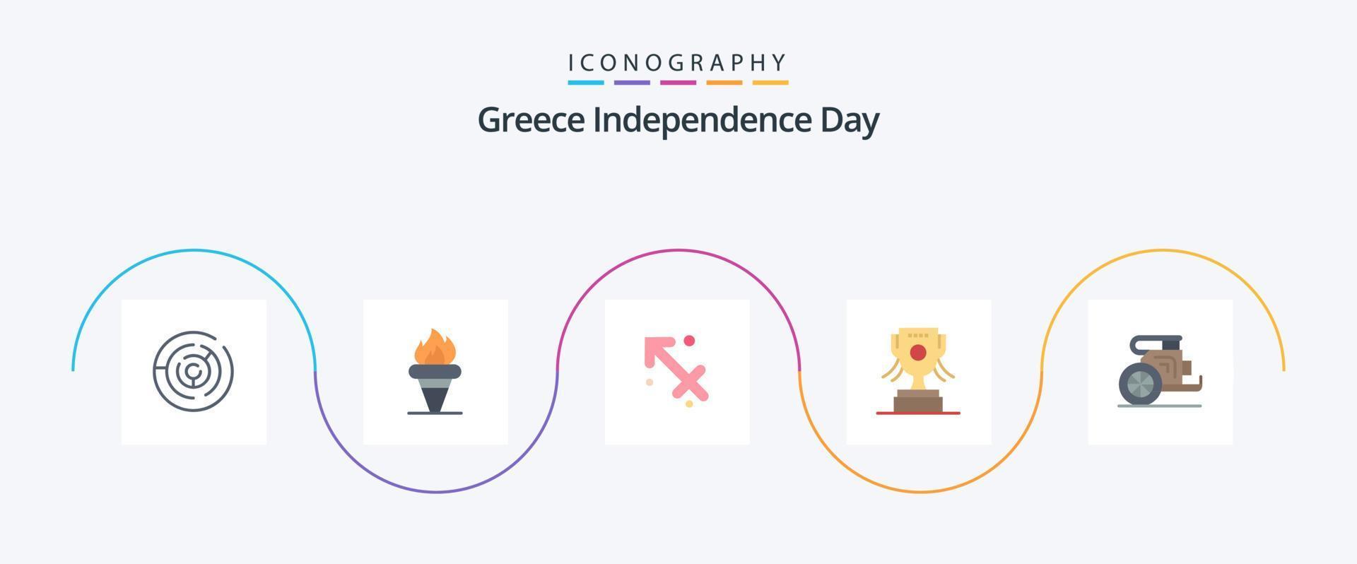 Griekenland onafhankelijkheid dag vlak 5 icoon pak inclusief paarden. Ierland. Olympisch. beker. Griekenland vector