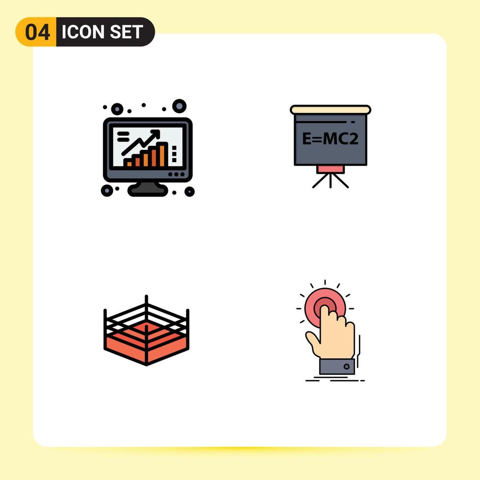 4 gebruiker koppel gevulde lijn vlak kleur pak van modern tekens en symbolen van toenemen boksen poll leraar het worstelen bewerkbare vector ontwerp elementen