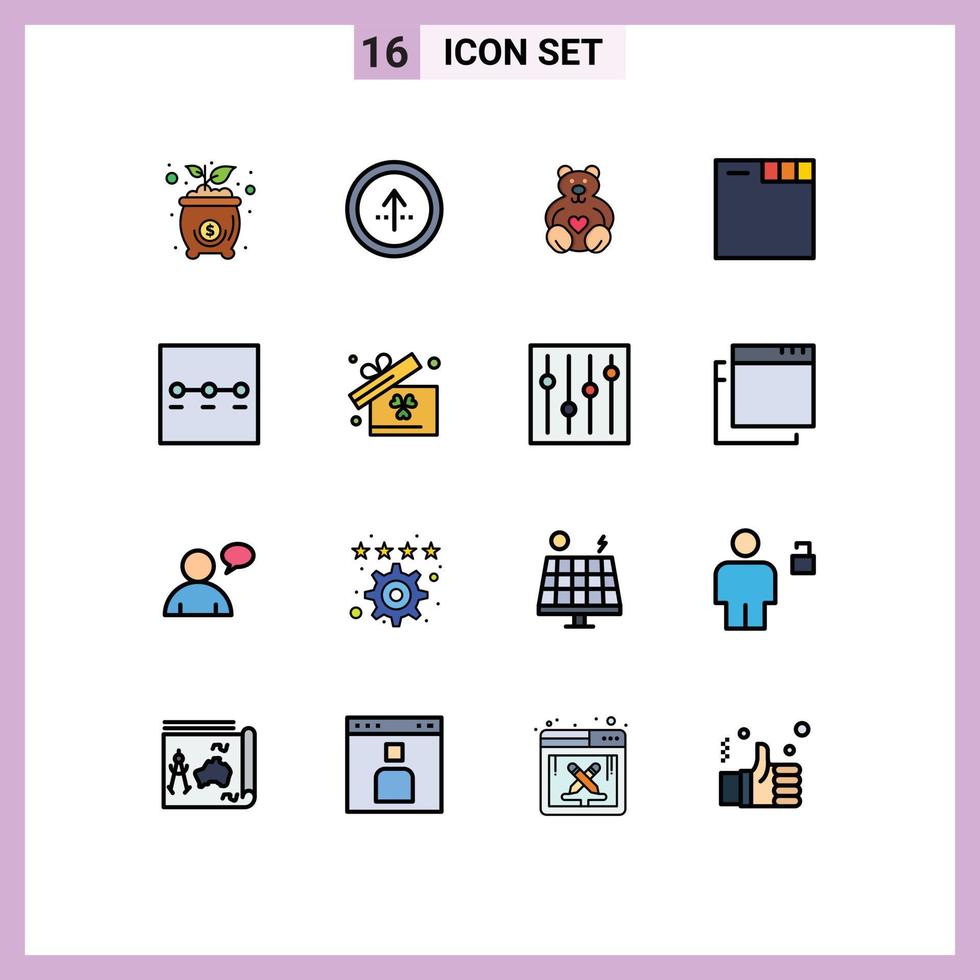 reeks van 16 modern ui pictogrammen symbolen tekens voor stappen web ui tabbladen bruiloft bewerkbare creatief vector ontwerp elementen