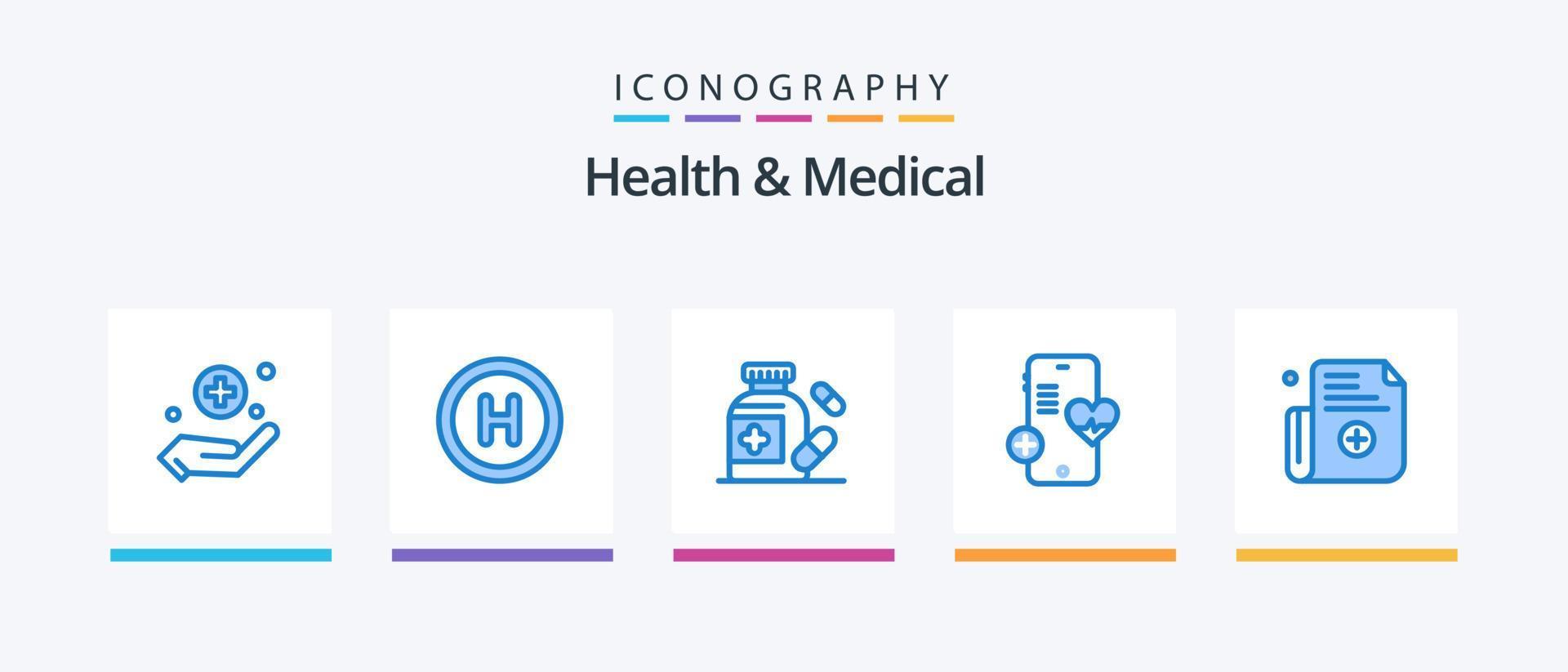 Gezondheid en medisch blauw 5 icoon pak inclusief . register. geneesmiddel. medisch. hart. creatief pictogrammen ontwerp vector