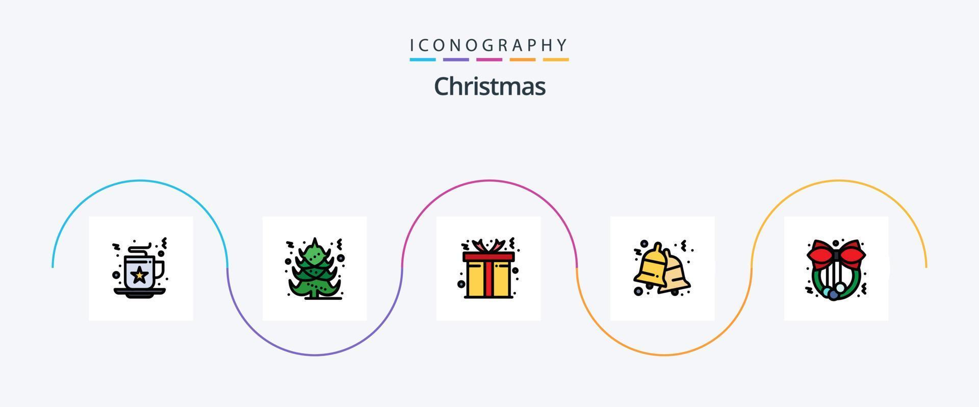 Kerstmis lijn gevulde vlak 5 icoon pak inclusief . decoratie. kerstmis. kerstmis. Kerstmis vector