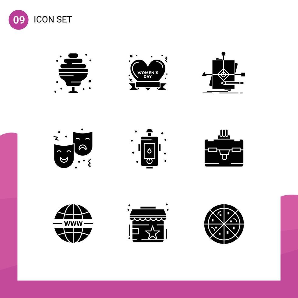 voorraad vector icoon pak van 9 lijn tekens en symbolen voor stad circus bedrijf uitdrukking masker bewerkbare vector ontwerp elementen