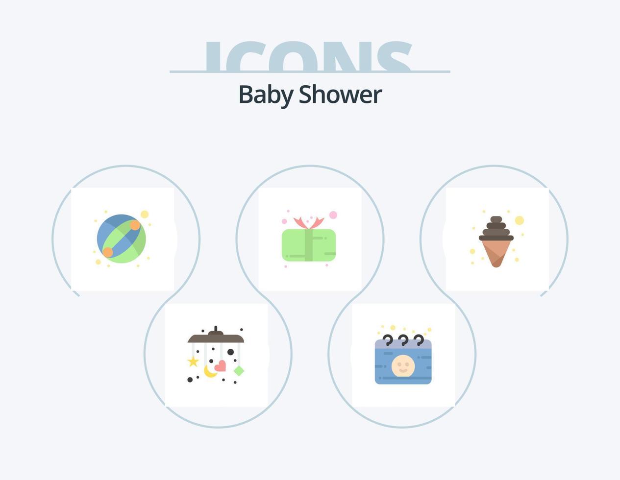 baby douche vlak icoon pak 5 icoon ontwerp. ijs. verlangen. bal. geschenk. kind vector