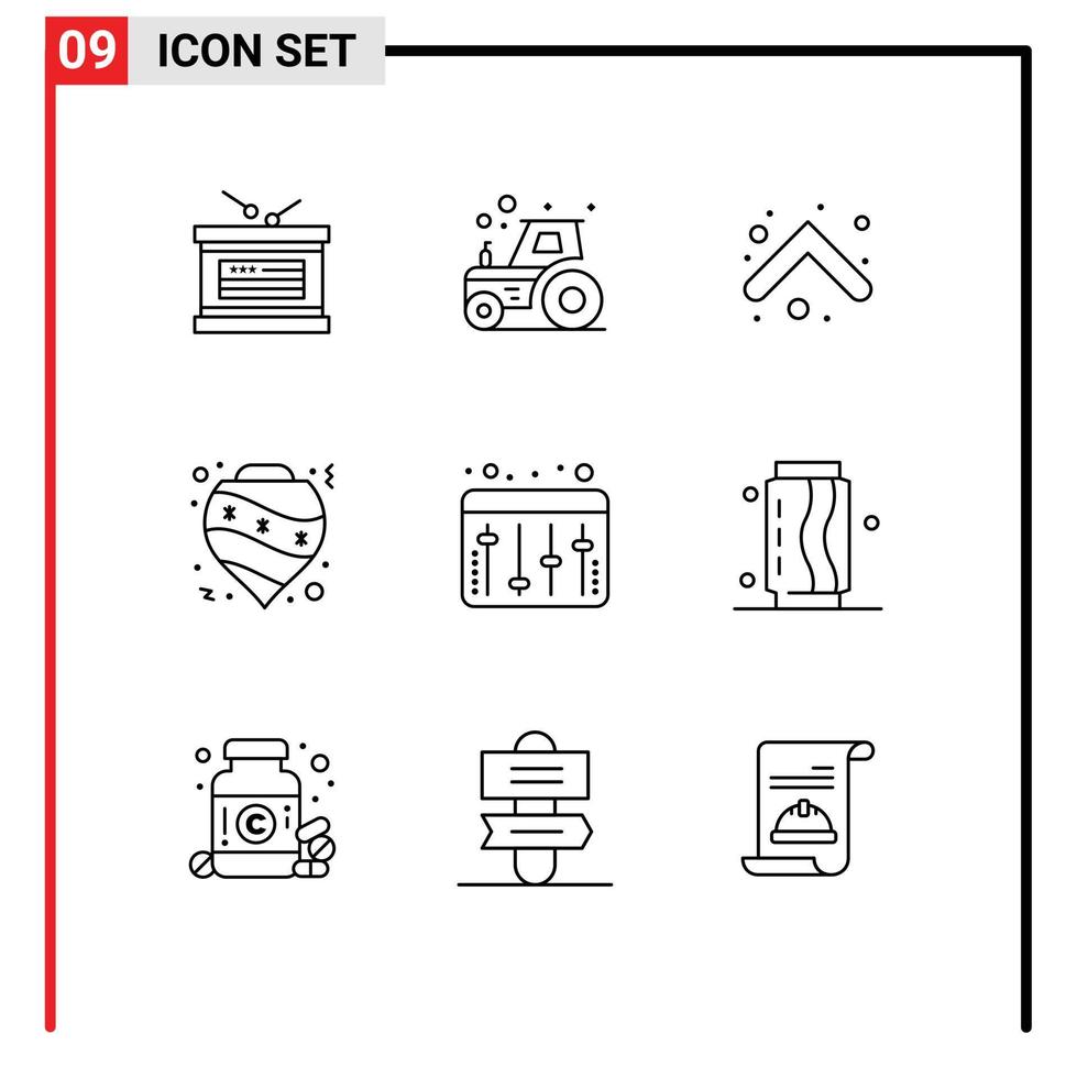 modern reeks van 9 contouren pictogram van aanpassing decoratie pijl Kerstmis ballen bewerkbare vector ontwerp elementen