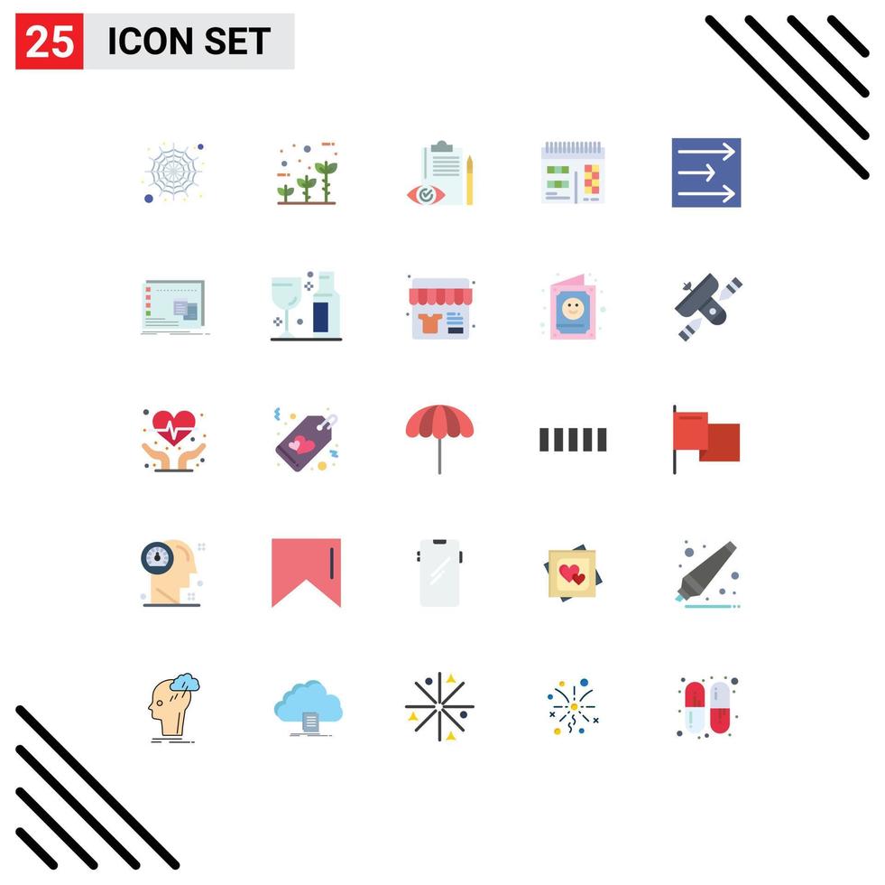 universeel icoon symbolen groep van 25 modern vlak kleuren van wind pijl achterstand ontwerp web bewerkbare vector ontwerp elementen