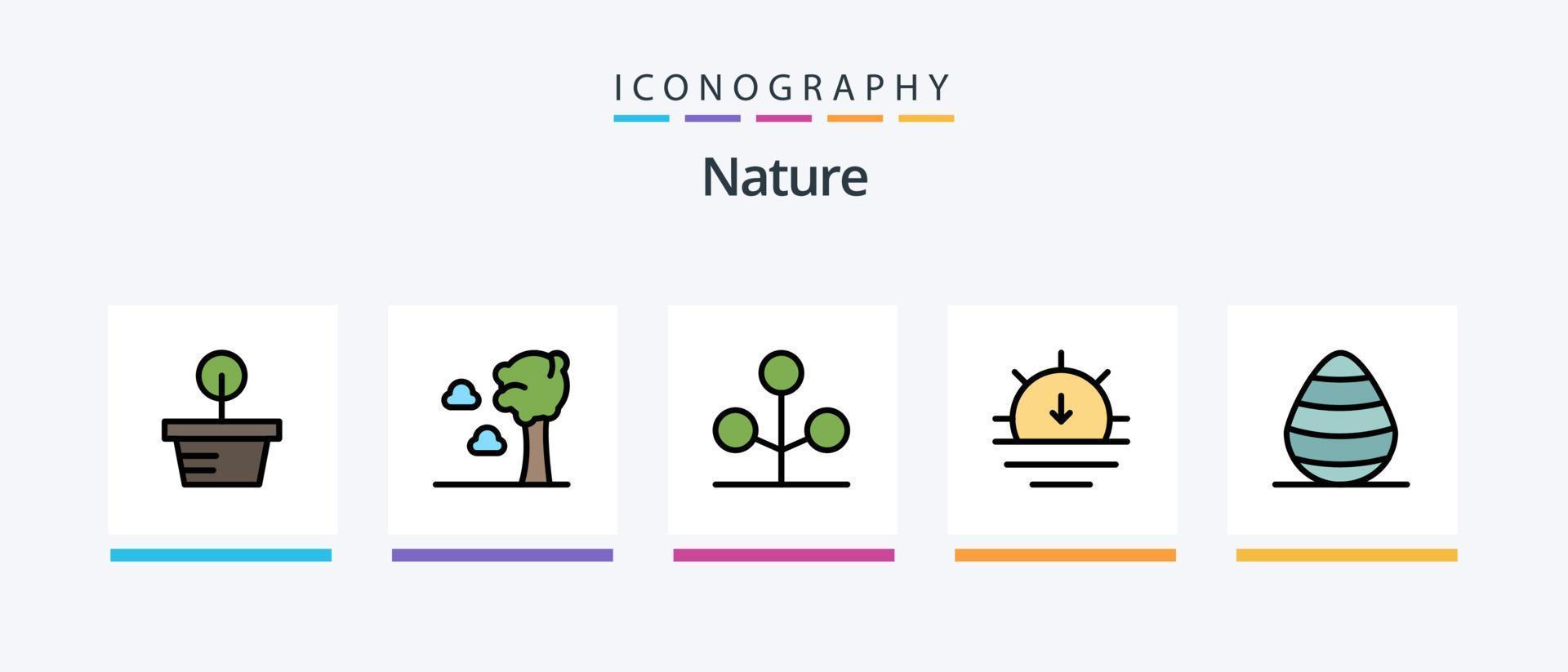 natuur lijn gevulde 5 icoon pak inclusief . zonsondergang. nacht. zon. natuur. creatief pictogrammen ontwerp vector