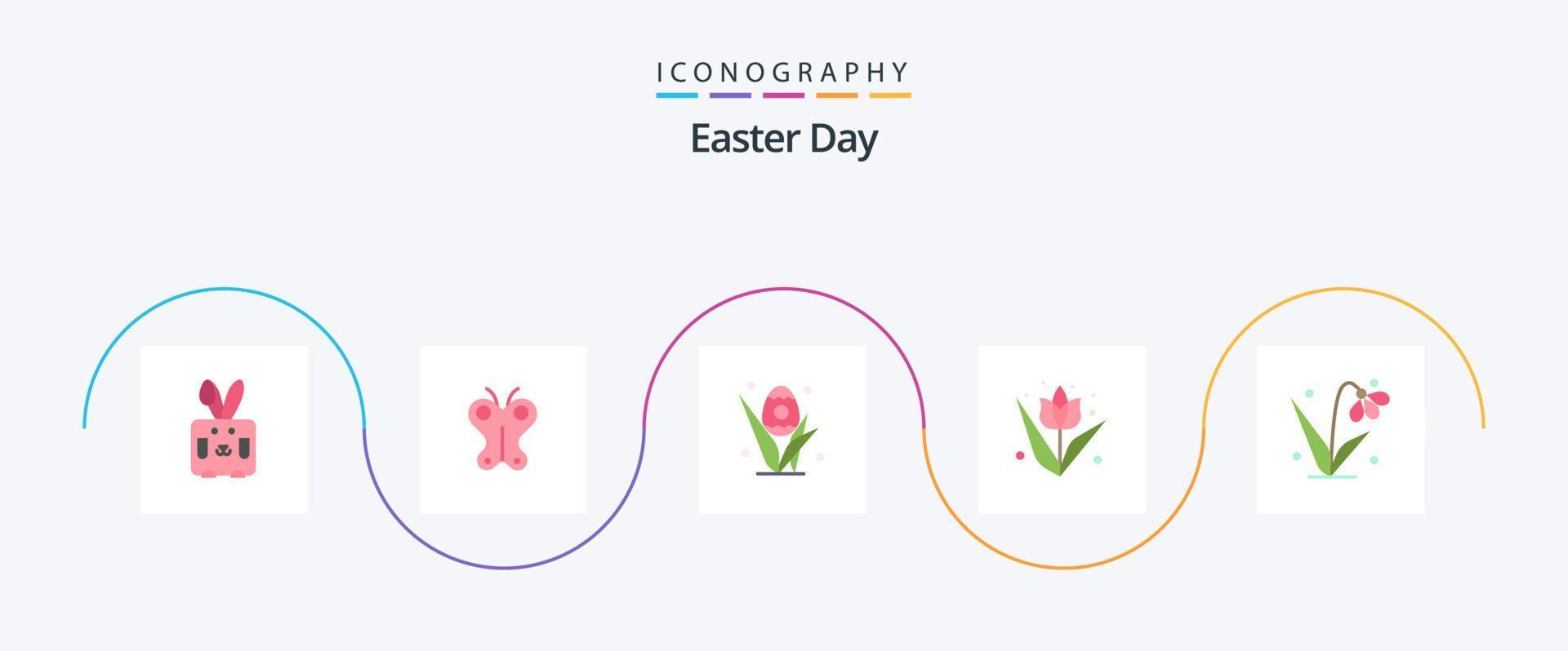 Pasen vlak 5 icoon pak inclusief Pasen. fabriek. ei. bloem. decoratie vector