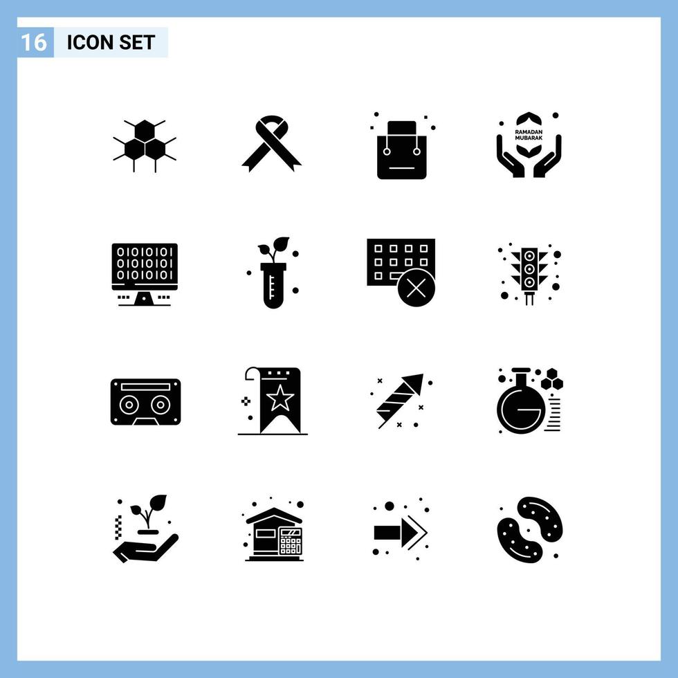 reeks van 16 modern ui pictogrammen symbolen tekens voor web Ramadhan zak snel boodschappen doen bewerkbare vector ontwerp elementen