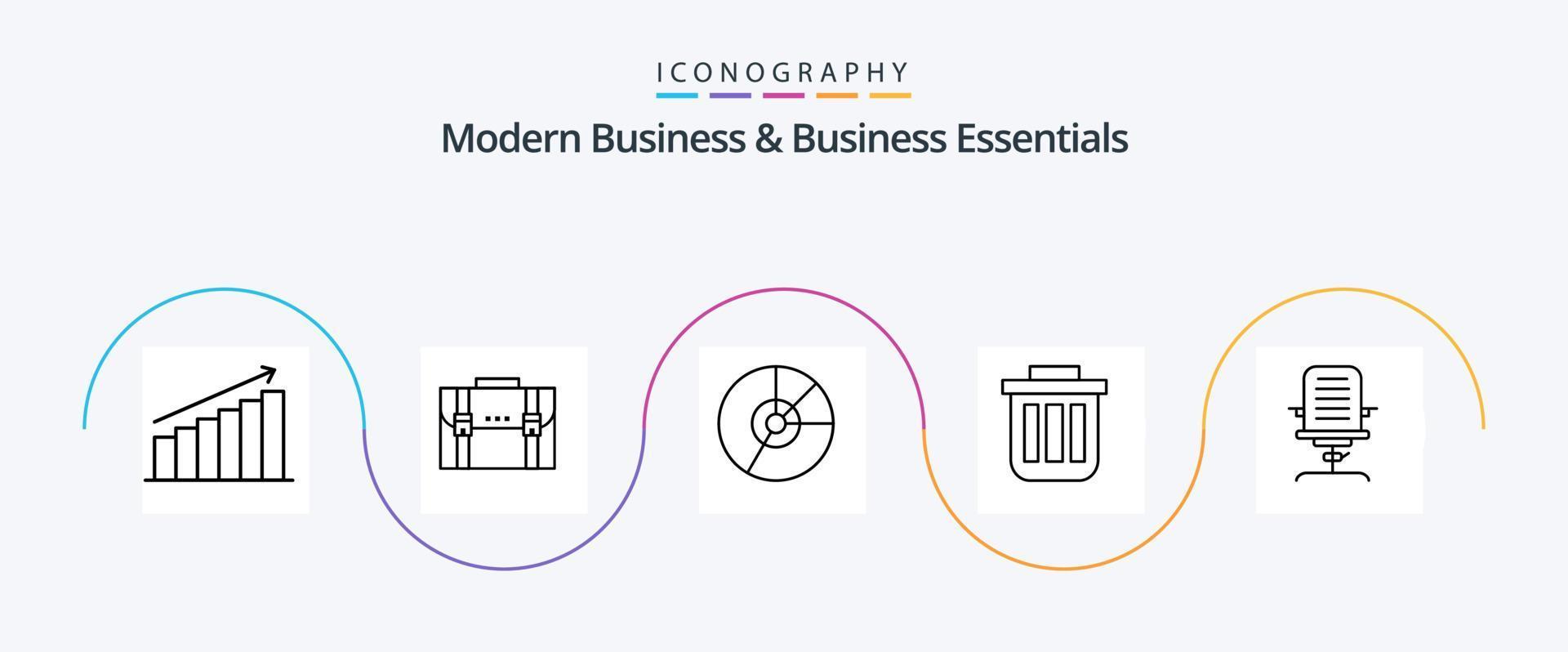 modern bedrijf en bedrijf essentials lijn 5 icoon pak inclusief diagram. bedrijf. bedrijf. taart. portefeuille vector