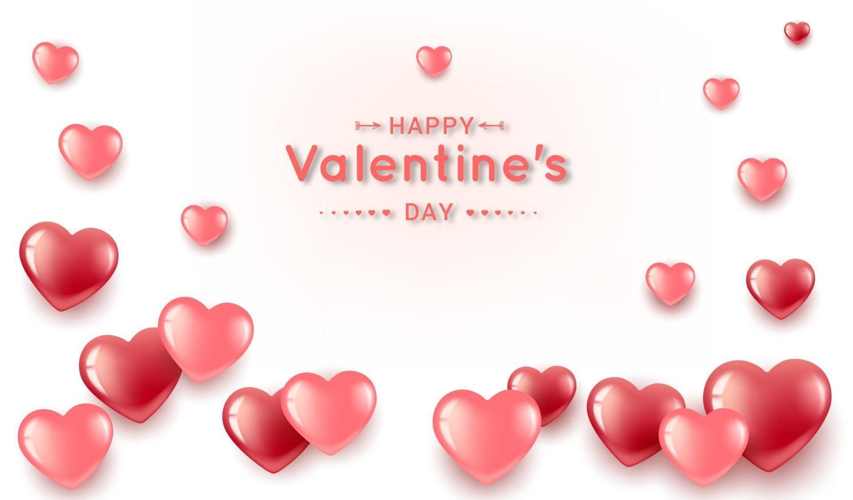 valentijnsdag banner met realistische hartvormen vector