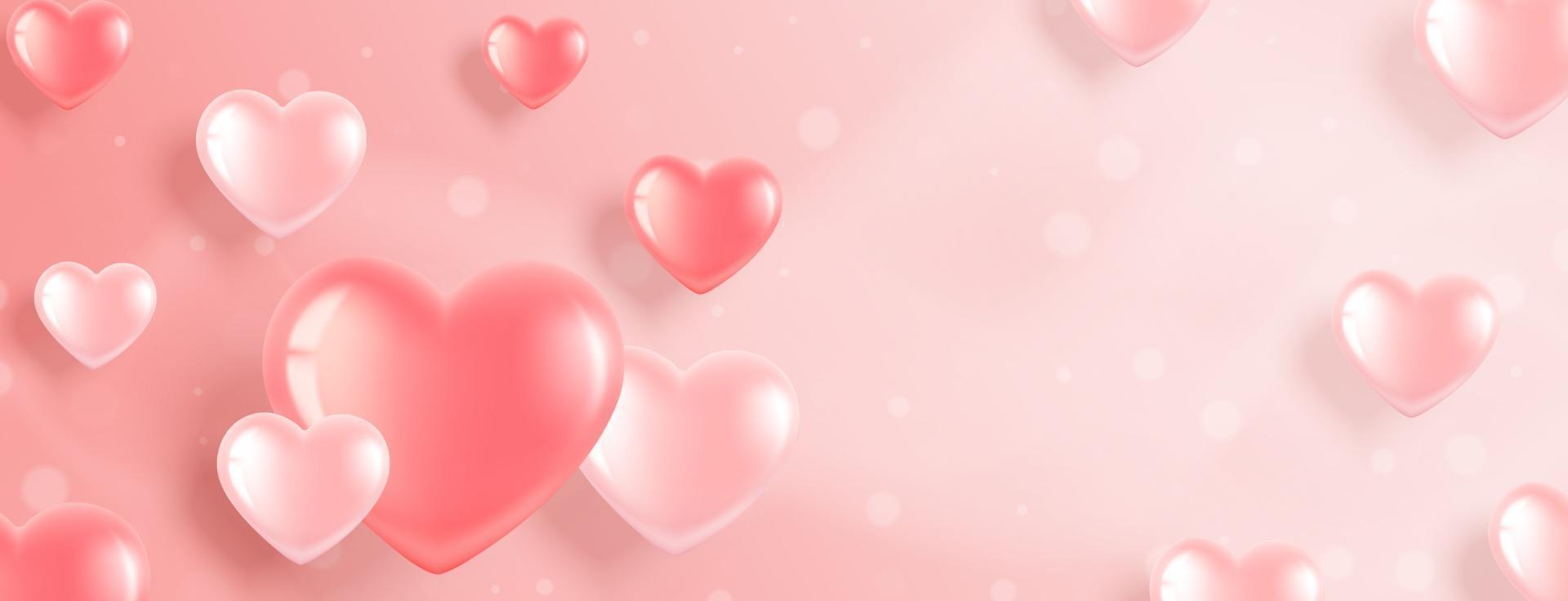 Valentijnsdag banner met roze harten vector