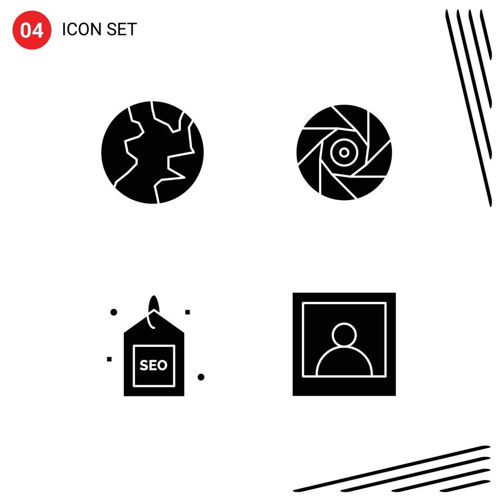 voorraad vector icoon pak van 4 lijn tekens en symbolen voor aarde geoptimaliseerd bioscoop Luik seo bewerkbare vector ontwerp elementen