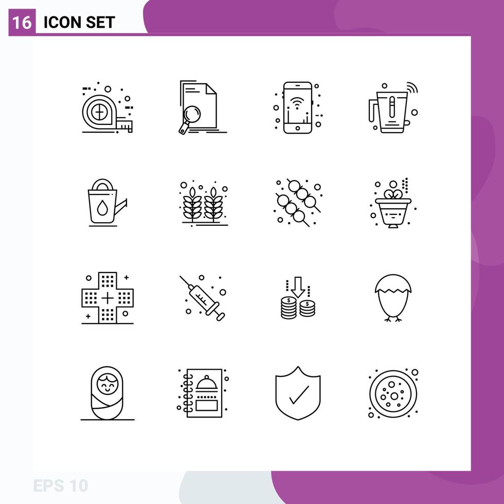 schets pak van 16 universeel symbolen van internet menger bladzijde sap Wifi bewerkbare vector ontwerp elementen